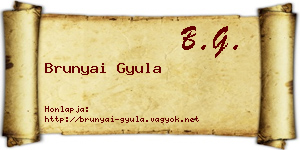 Brunyai Gyula névjegykártya